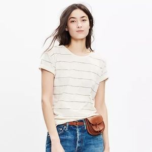 Slub Crewneck Tee in Minimal Stripe